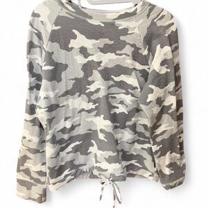 GAP Gray & White Camo Drawstring Sweatshirt